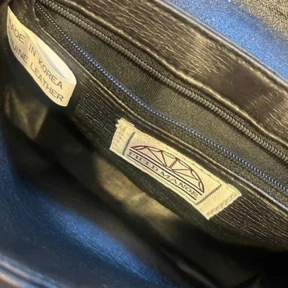 NWT 90s Vintage Field Manor Black Leather Crossbody Purse With Snap Closure - Picture 6 of 6